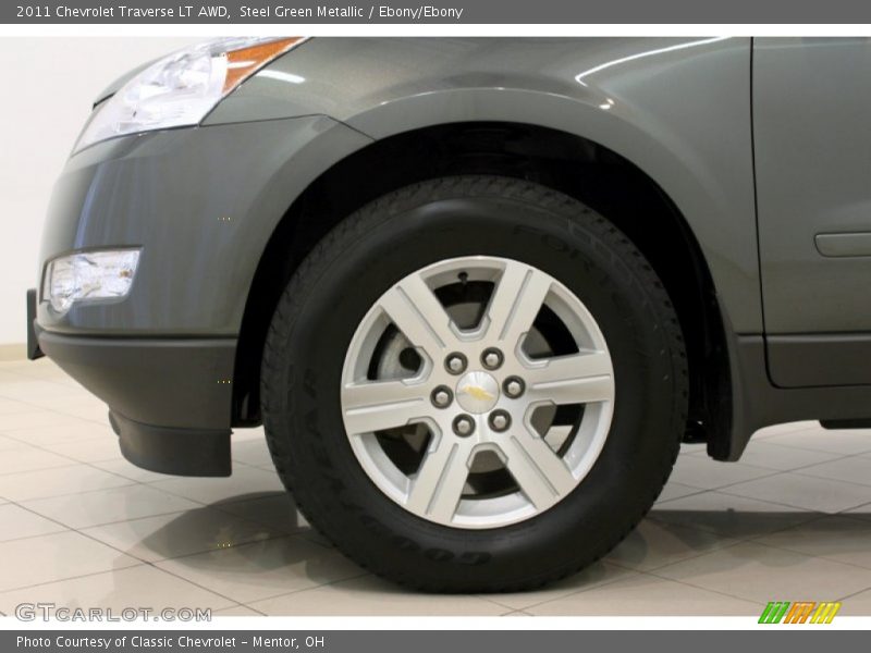 Steel Green Metallic / Ebony/Ebony 2011 Chevrolet Traverse LT AWD