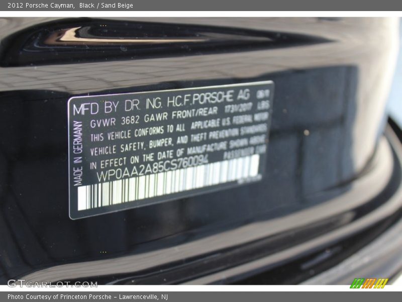 Black / Sand Beige 2012 Porsche Cayman