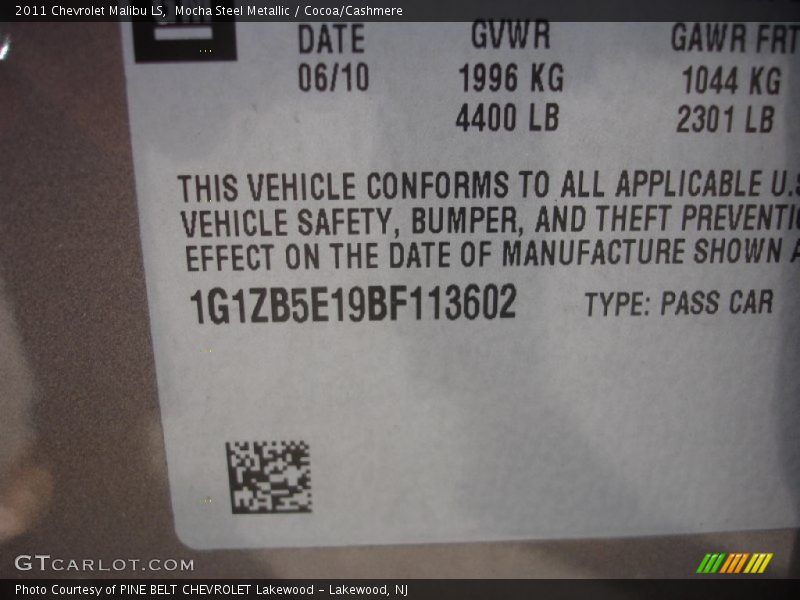Mocha Steel Metallic / Cocoa/Cashmere 2011 Chevrolet Malibu LS
