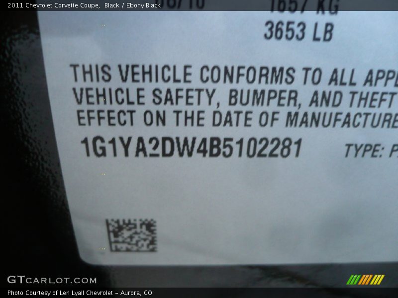 Black / Ebony Black 2011 Chevrolet Corvette Coupe