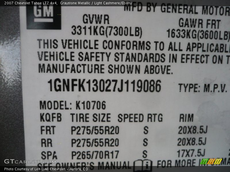 Graystone Metallic / Light Cashmere/Ebony 2007 Chevrolet Tahoe LTZ 4x4
