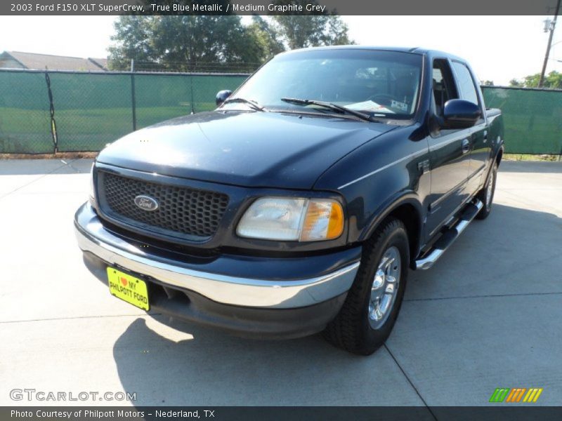 True Blue Metallic / Medium Graphite Grey 2003 Ford F150 XLT SuperCrew