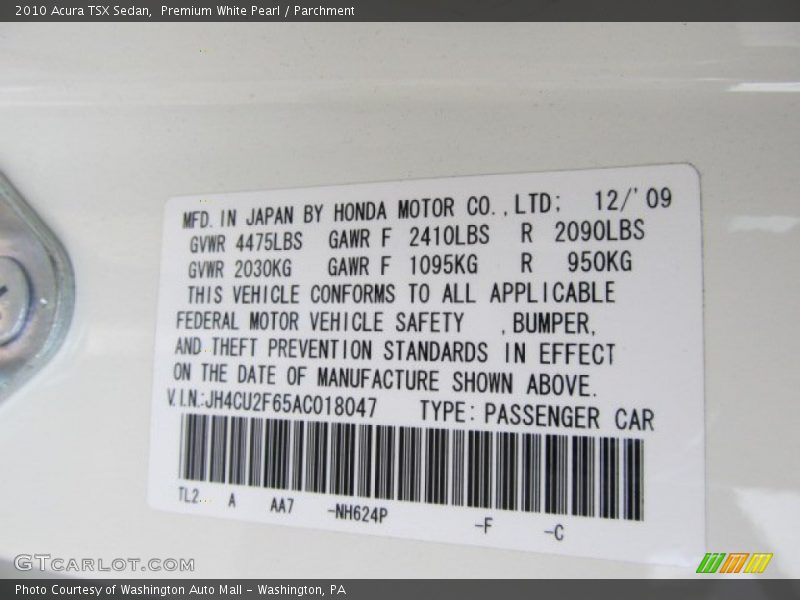 Premium White Pearl / Parchment 2010 Acura TSX Sedan