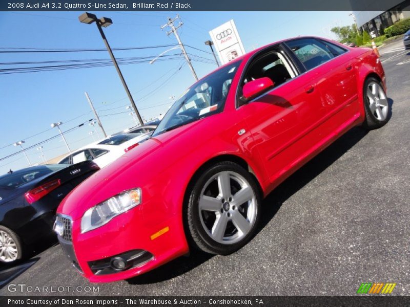 Brilliant Red / Black 2008 Audi A4 3.2 Quattro S-Line Sedan