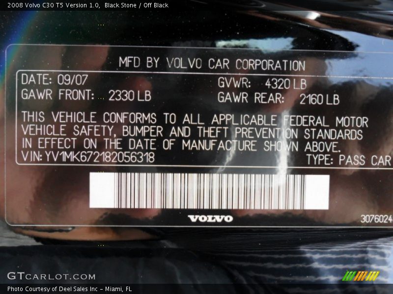 Black Stone / Off Black 2008 Volvo C30 T5 Version 1.0