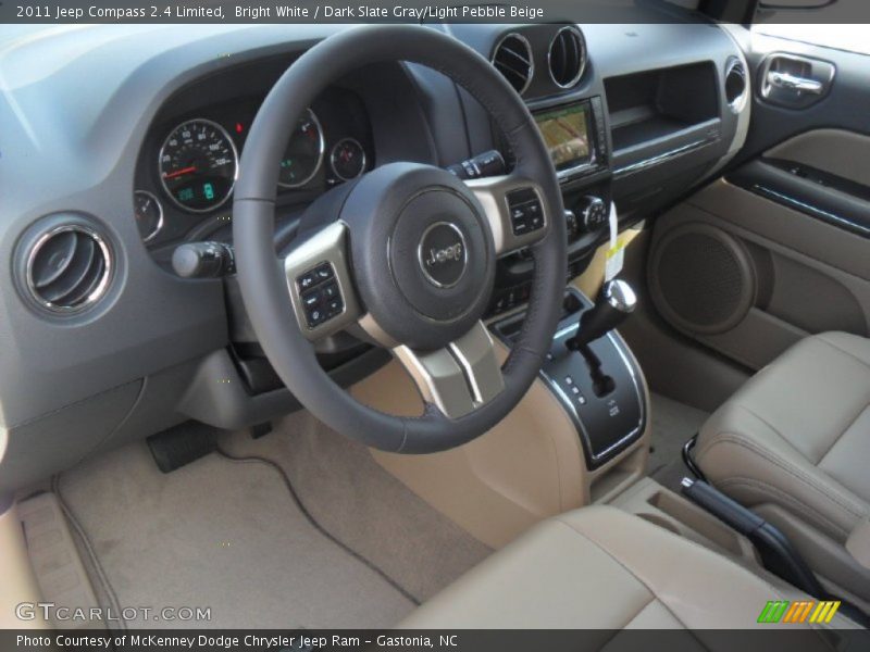 Bright White / Dark Slate Gray/Light Pebble Beige 2011 Jeep Compass 2.4 Limited