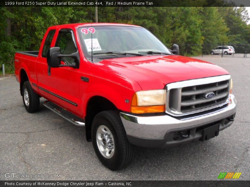 Red / Medium Prairie Tan 1999 Ford F250 Super Duty Lariat Extended Cab 4x4