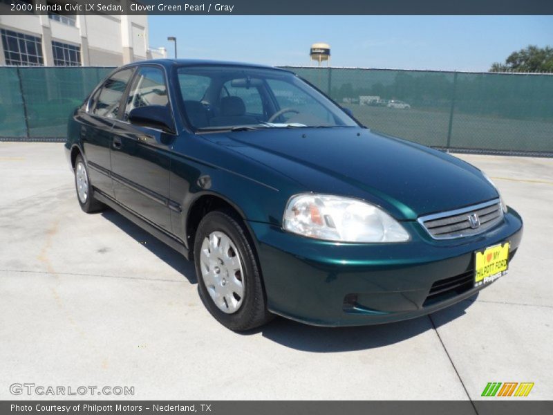 Clover Green Pearl / Gray 2000 Honda Civic LX Sedan