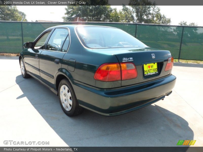 Clover Green Pearl / Gray 2000 Honda Civic LX Sedan