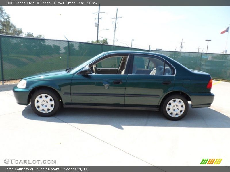 Clover Green Pearl / Gray 2000 Honda Civic LX Sedan