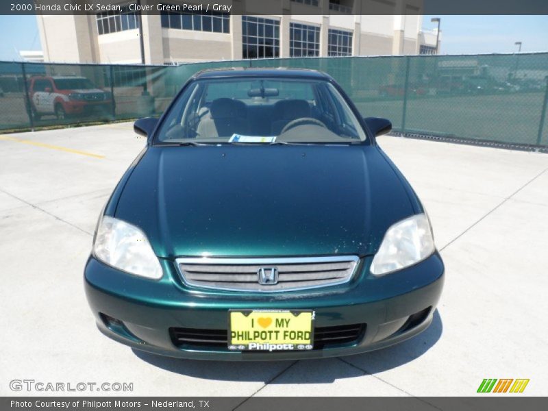 Clover Green Pearl / Gray 2000 Honda Civic LX Sedan