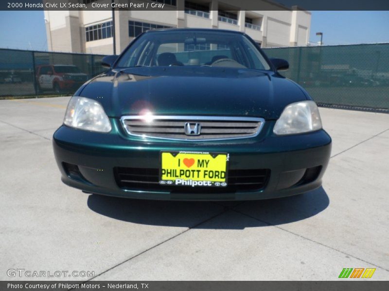 Clover Green Pearl / Gray 2000 Honda Civic LX Sedan