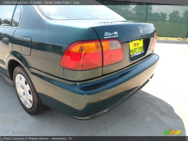 Clover Green Pearl / Gray 2000 Honda Civic LX Sedan