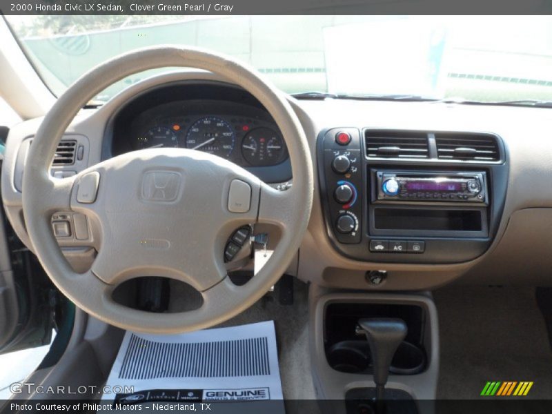 Clover Green Pearl / Gray 2000 Honda Civic LX Sedan