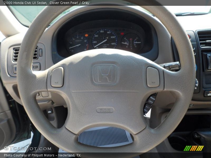 Clover Green Pearl / Gray 2000 Honda Civic LX Sedan