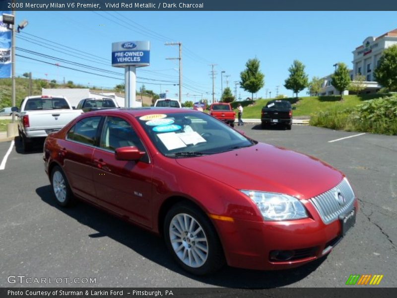 Vivid Red Metallic / Dark Charcoal 2008 Mercury Milan V6 Premier