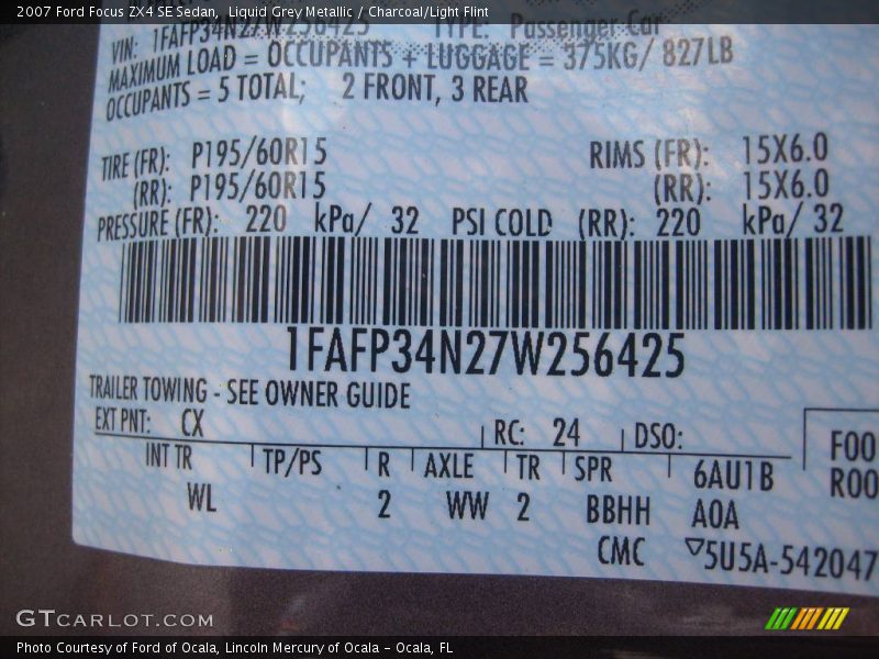 Liquid Grey Metallic / Charcoal/Light Flint 2007 Ford Focus ZX4 SE Sedan