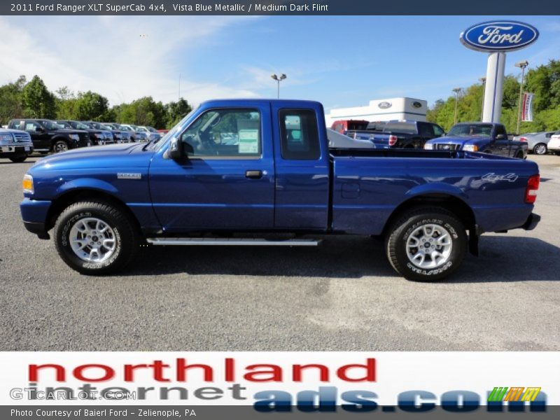 Vista Blue Metallic / Medium Dark Flint 2011 Ford Ranger XLT SuperCab 4x4