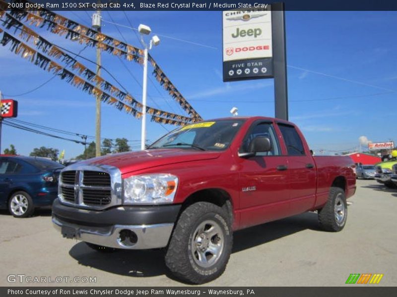 Blaze Red Crystal Pearl / Medium Slate Gray 2008 Dodge Ram 1500 SXT Quad Cab 4x4