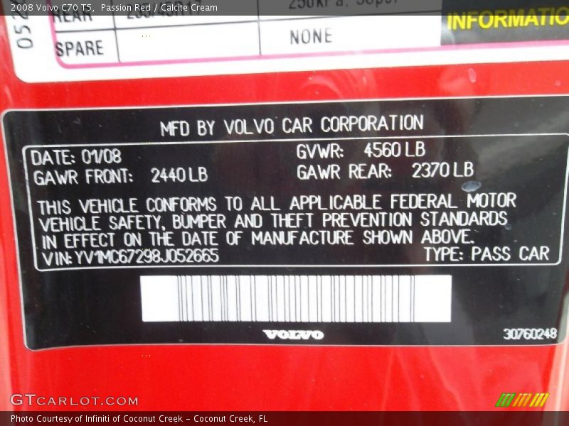 Passion Red / Calcite Cream 2008 Volvo C70 T5