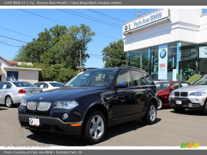 Monaco Blue Metallic / Sand Beige/Black Nevada Leather 2008 BMW X3 3.0si
