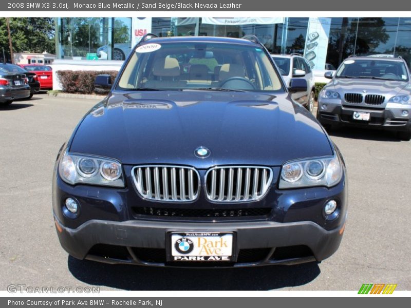 Monaco Blue Metallic / Sand Beige/Black Nevada Leather 2008 BMW X3 3.0si