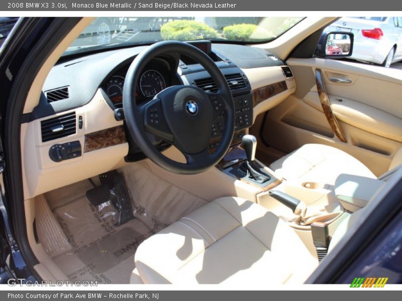Monaco Blue Metallic / Sand Beige/Black Nevada Leather 2008 BMW X3 3.0si