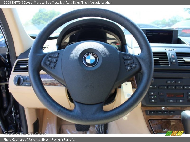 Monaco Blue Metallic / Sand Beige/Black Nevada Leather 2008 BMW X3 3.0si