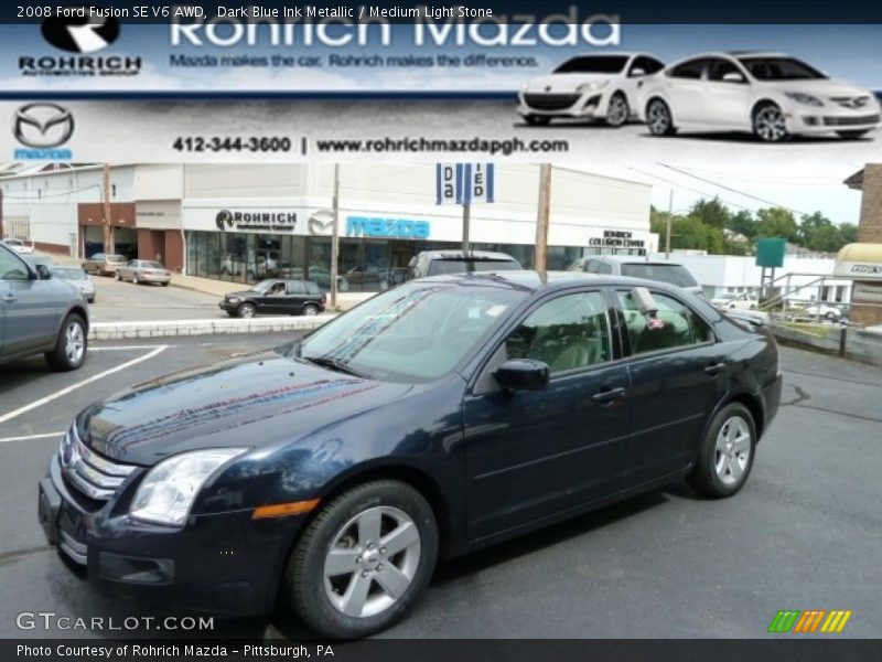 Dark Blue Ink Metallic / Medium Light Stone 2008 Ford Fusion SE V6 AWD