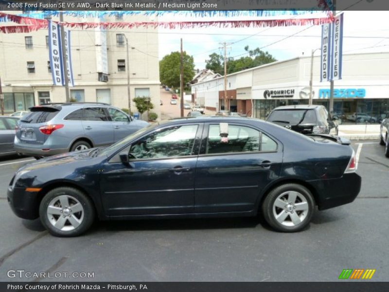 Dark Blue Ink Metallic / Medium Light Stone 2008 Ford Fusion SE V6 AWD