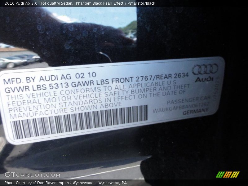 Phantom Black Pearl Effect / Amaretto/Black 2010 Audi A6 3.0 TFSI quattro Sedan