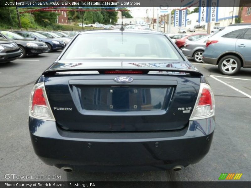 Dark Blue Ink Metallic / Medium Light Stone 2008 Ford Fusion SE V6 AWD