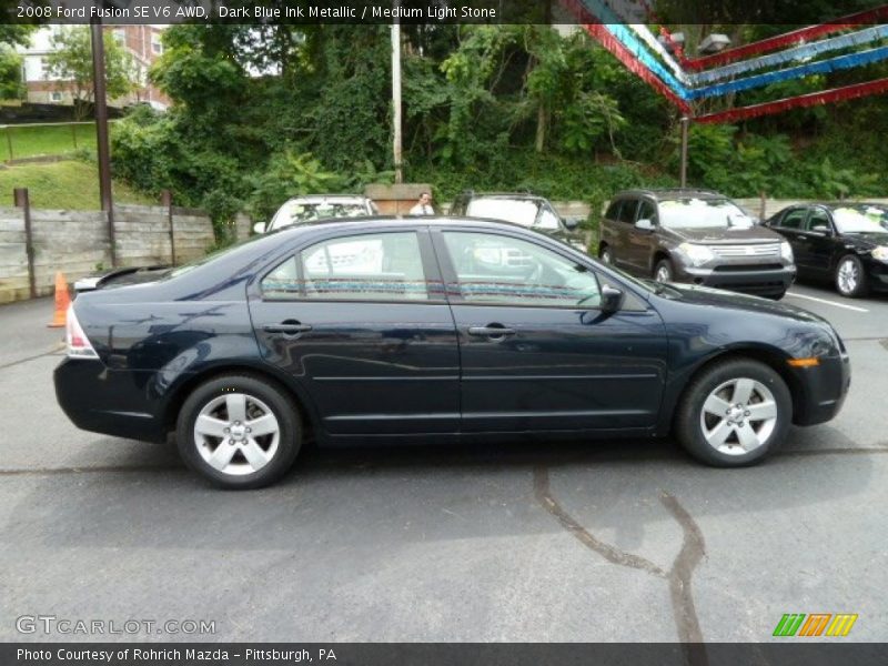 Dark Blue Ink Metallic / Medium Light Stone 2008 Ford Fusion SE V6 AWD