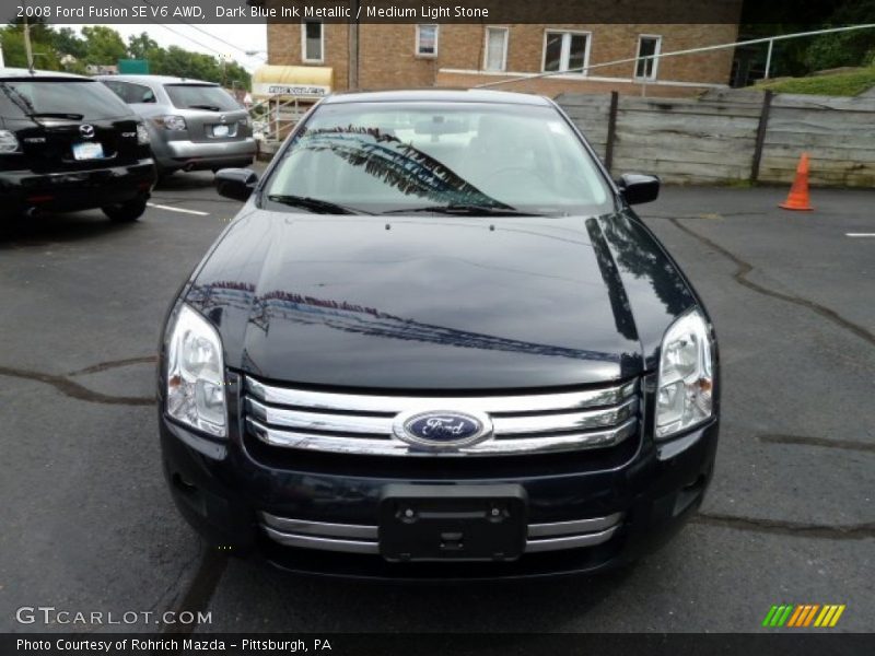 Dark Blue Ink Metallic / Medium Light Stone 2008 Ford Fusion SE V6 AWD