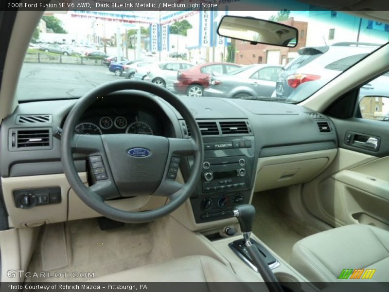 Dark Blue Ink Metallic / Medium Light Stone 2008 Ford Fusion SE V6 AWD