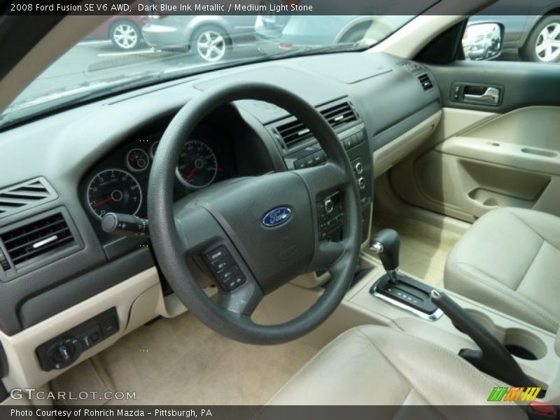 Dark Blue Ink Metallic / Medium Light Stone 2008 Ford Fusion SE V6 AWD