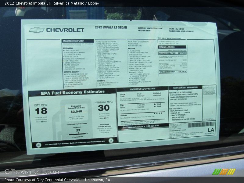 Silver Ice Metallic / Ebony 2012 Chevrolet Impala LT