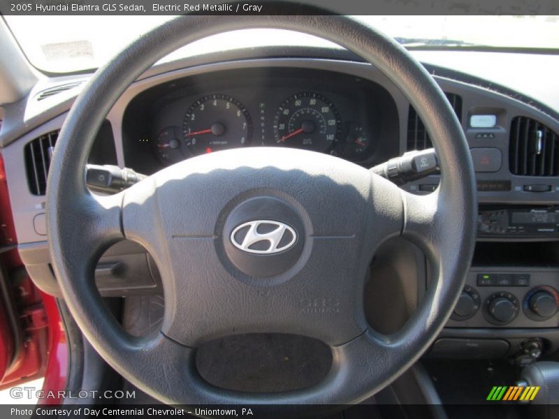 Electric Red Metallic / Gray 2005 Hyundai Elantra GLS Sedan