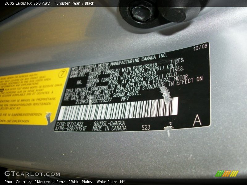 Tungsten Pearl / Black 2009 Lexus RX 350 AWD