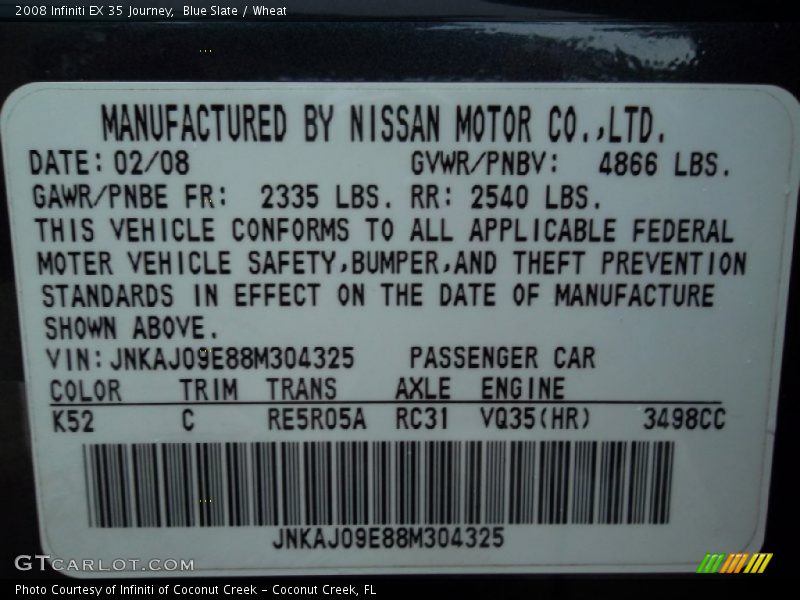 Blue Slate / Wheat 2008 Infiniti EX 35 Journey