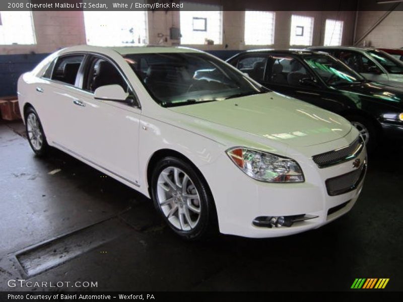 White / Ebony/Brick Red 2008 Chevrolet Malibu LTZ Sedan
