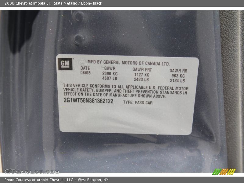 Slate Metallic / Ebony Black 2008 Chevrolet Impala LT