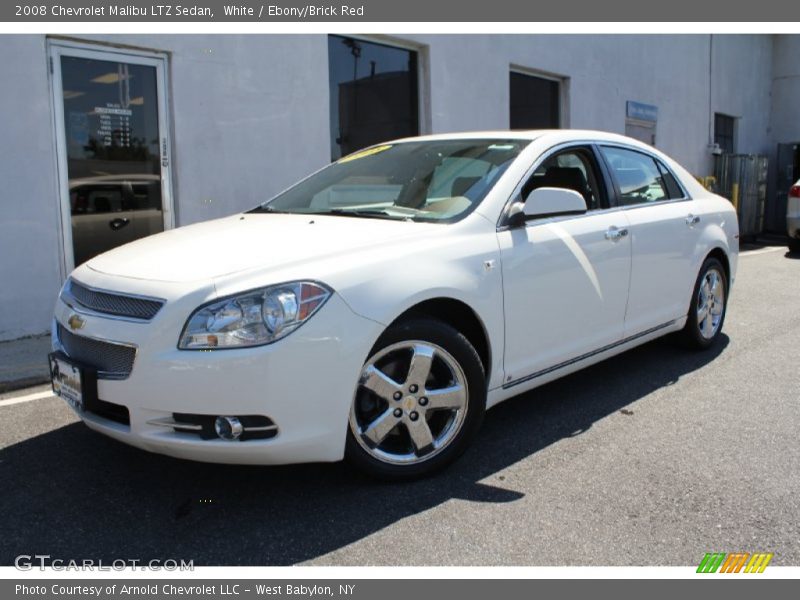 White / Ebony/Brick Red 2008 Chevrolet Malibu LTZ Sedan