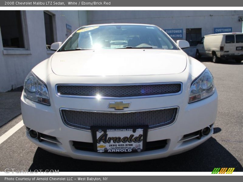 White / Ebony/Brick Red 2008 Chevrolet Malibu LTZ Sedan