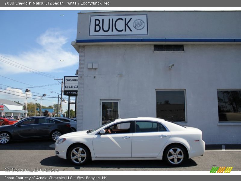 White / Ebony/Brick Red 2008 Chevrolet Malibu LTZ Sedan