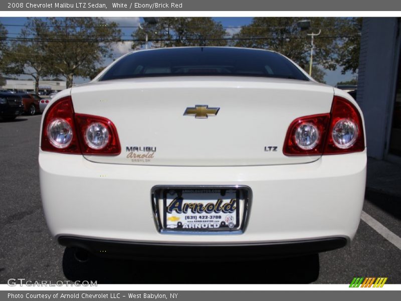 White / Ebony/Brick Red 2008 Chevrolet Malibu LTZ Sedan