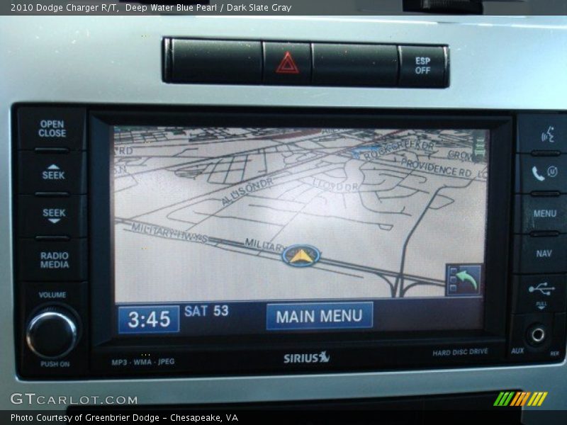 Deep Water Blue Pearl / Dark Slate Gray 2010 Dodge Charger R/T