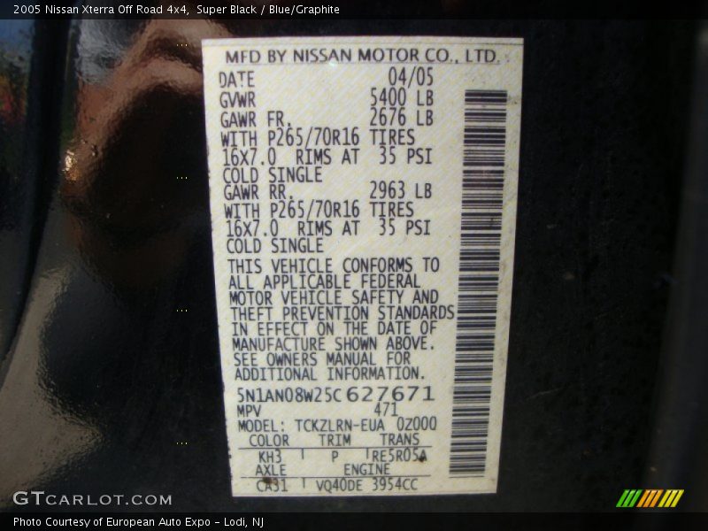 Super Black / Blue/Graphite 2005 Nissan Xterra Off Road 4x4