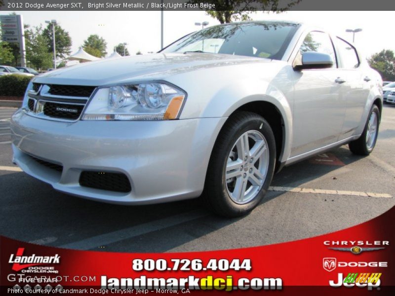 Bright Silver Metallic / Black/Light Frost Beige 2012 Dodge Avenger SXT