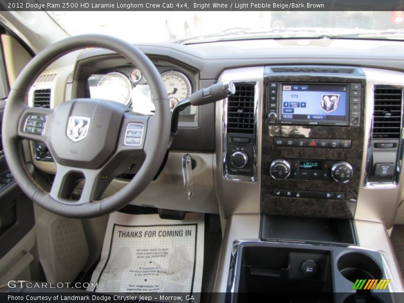 Bright White / Light Pebble Beige/Bark Brown 2012 Dodge Ram 2500 HD Laramie Longhorn Crew Cab 4x4